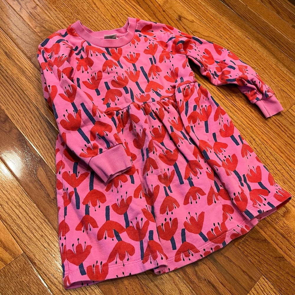 Adorable Floral Hanna Andersson Sweatshirt Dress Size 6-7